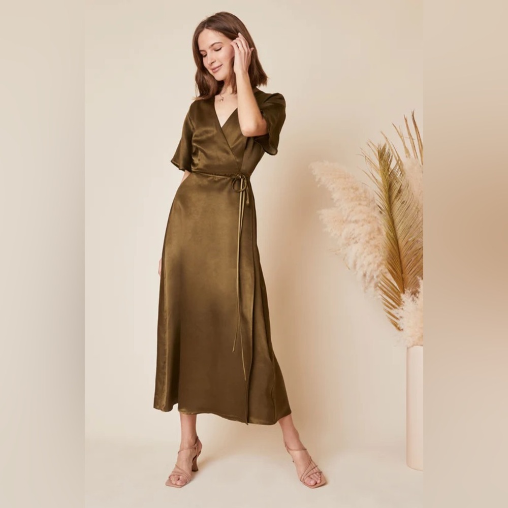 NWT WHIMSY + ROW Lola Wrap Dress in Hunter XS